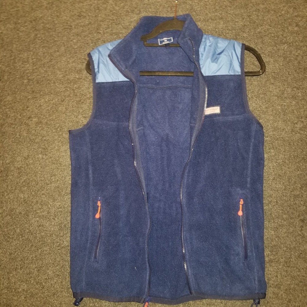 Vineyard‎ Vines Vest Jacket Mens XS Blue Navy Two Tone Fleece Shell Full Zip - Picture 5 of 11